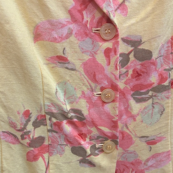 Floral Yellow Women's Blazer Cottagecore grandmacore coastal grandma, size 12 - Picture 3 of 16